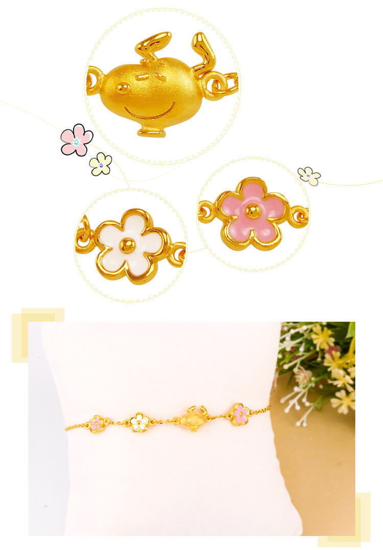 史努比黃金手鍊幸運花圈款細節介紹