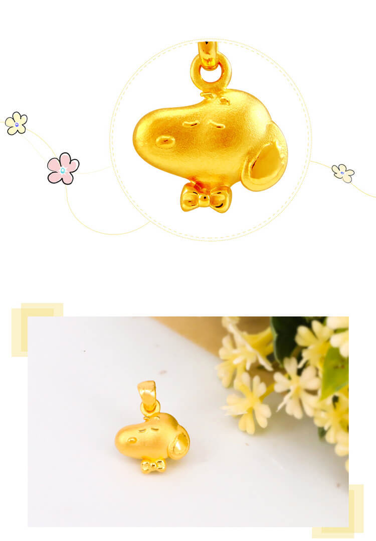 史努比黃金項鍊紳士墜子細節介紹