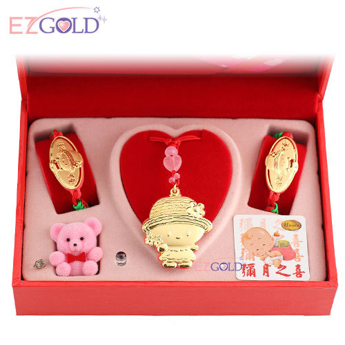 EZGOLD♥可愛甜心♥彌月金飾音樂禮盒 (0.70錢)