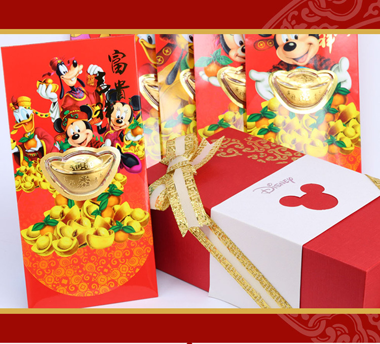 迪士尼系列金飾-黃金元寶-紅包禮盒套組