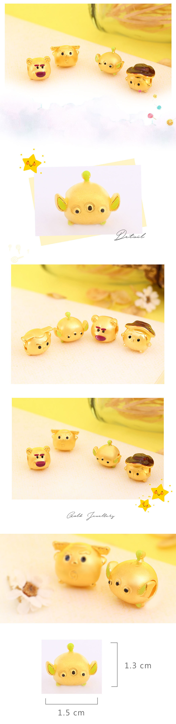迪士尼系列金飾-TSUM TSUM造型黃金手鍊-三眼怪款