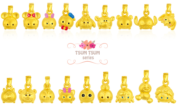 迪士尼系列金飾-TSUM TSUM造型黃金墜子-屹耳款(加贈金色鋼鍊)