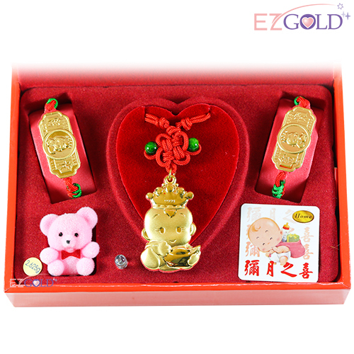 EZGOLD-冠軍寶寶-彌月金飾音樂禮盒 (0.70錢)