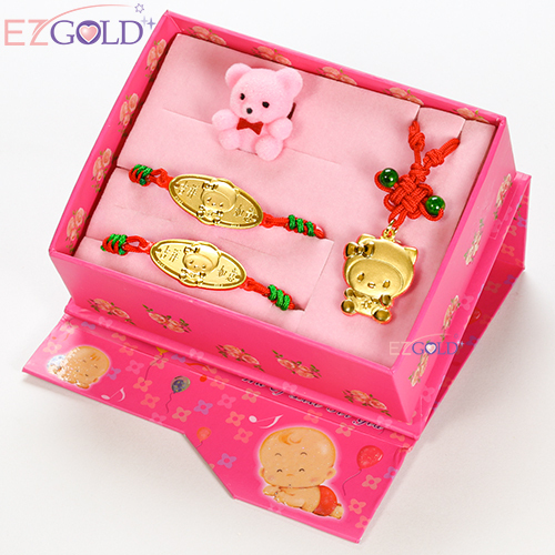 EZGOLD-kiki帽天使-彌月金飾禮盒 (0.30錢)