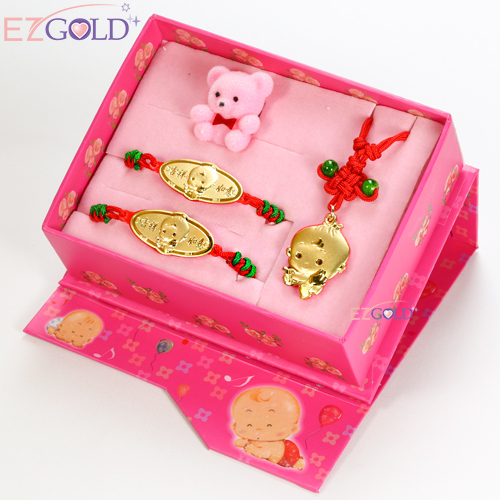 EZGOLD-豎琴天使-彌月金飾禮盒 (0.30錢)