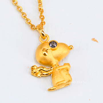 史努比項鍊-史努比黃金飾品-史努比SNOOPY-兜風史努比-黃金墜子